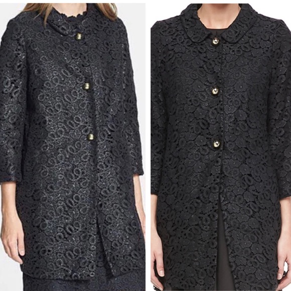 kate spade Jackets & Blazers - KATE SPADE BLACK LACE BUTTON UP COAT BLACK AND GOLD XXS